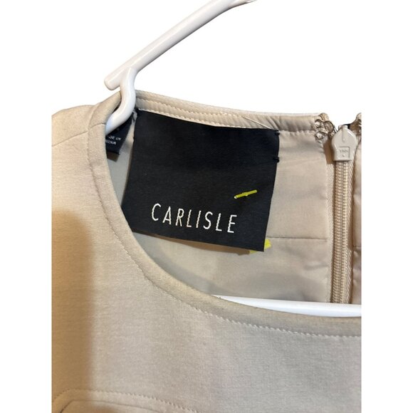 Carlisle Womens Dress US 2 Colorblock Short Sleeve Beige & Black - Picture 3 of 5